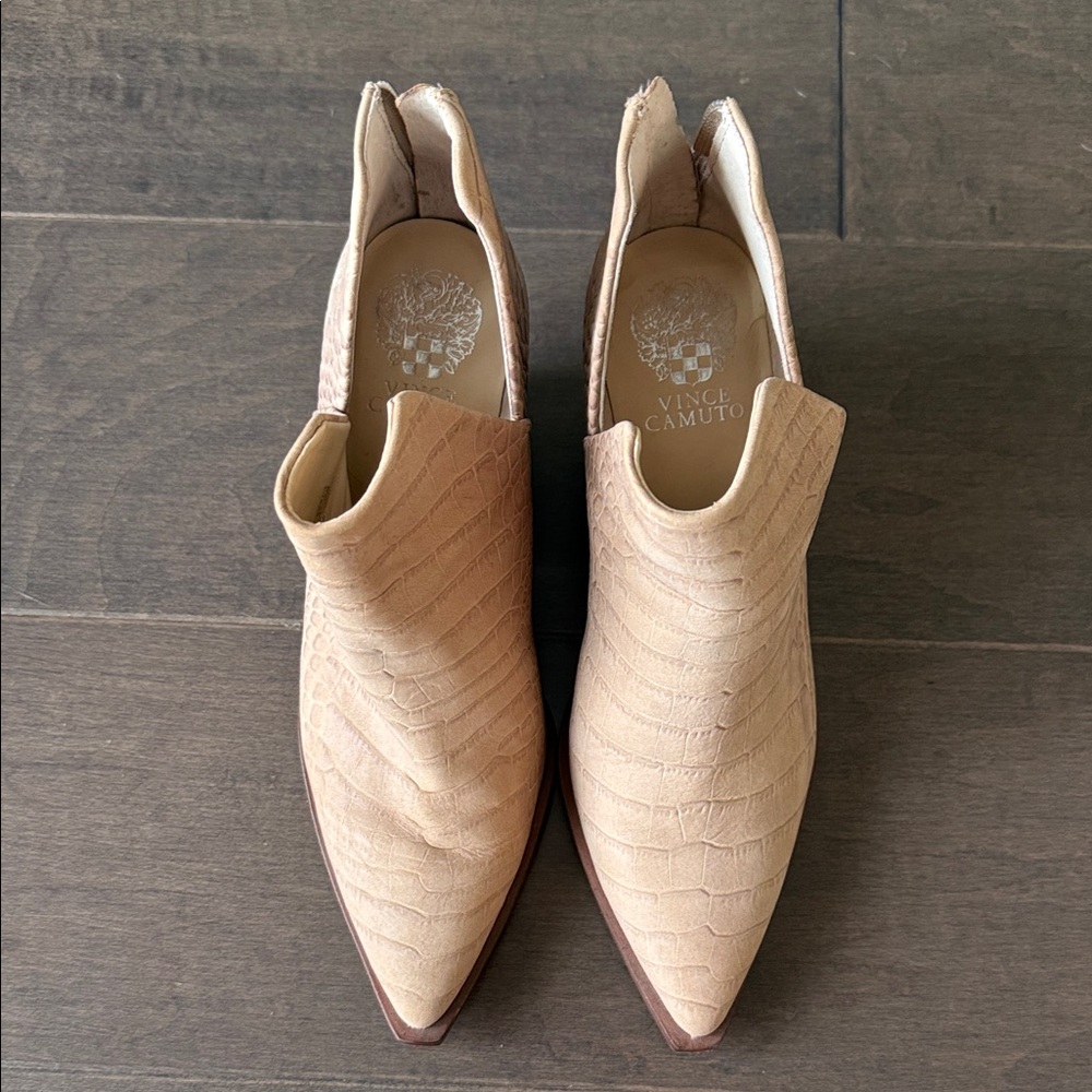 Vince Camuto Textured Cream Ankle Booties